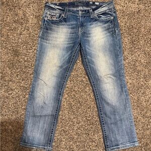 Miss Me Vintage Blue Straight Leg Jeans with Natural Fading